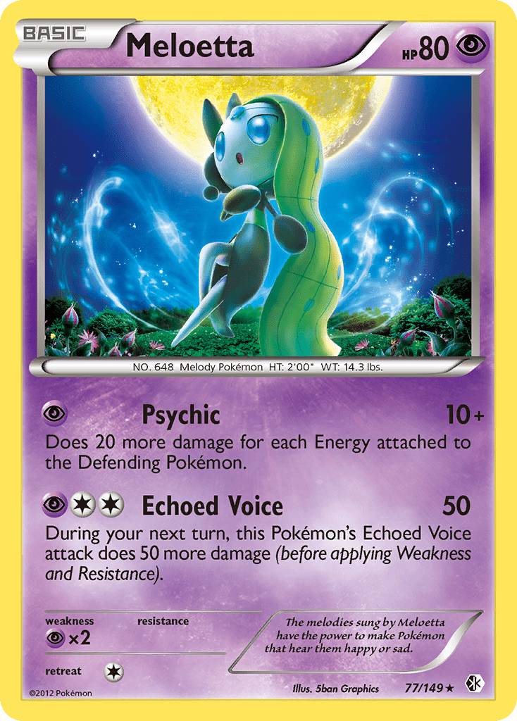 Meloetta bw7-77 Rare Holo from Boundaries Crossed Set