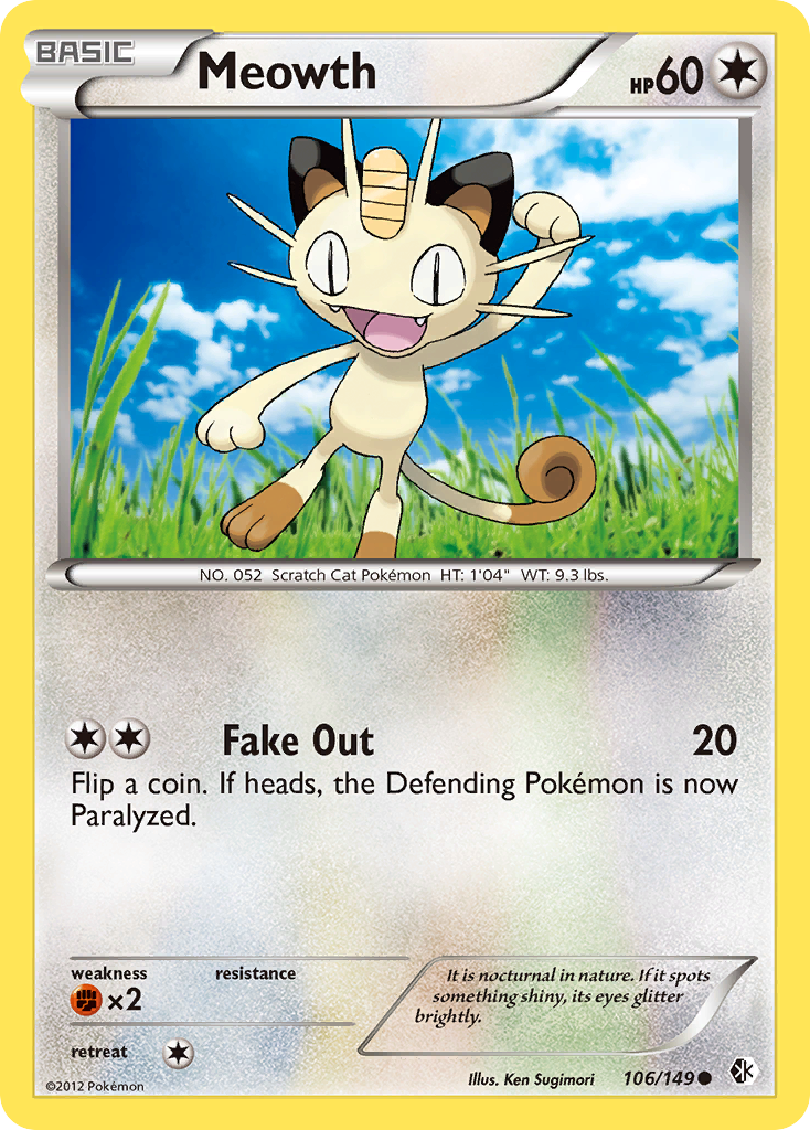 Meowth bw7-106 Common from Boundaries Crossed Set