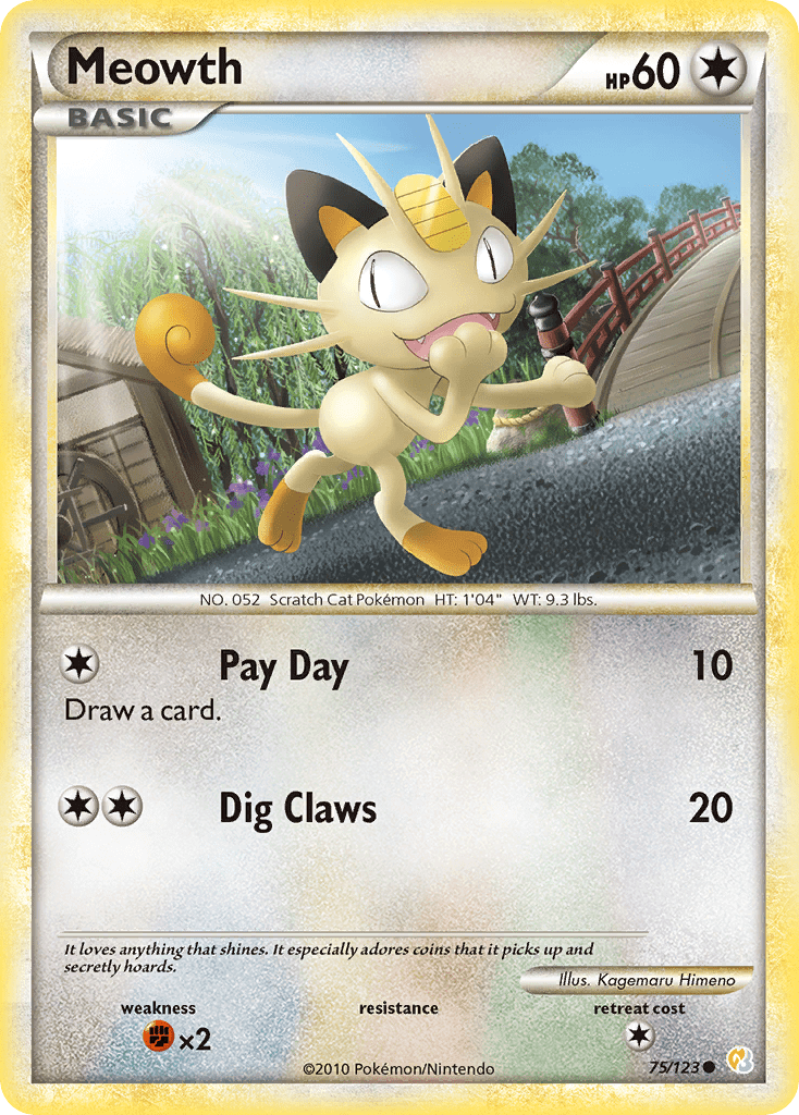 Meowth hgss1-75 Common from HeartGold & SoulSilver Set