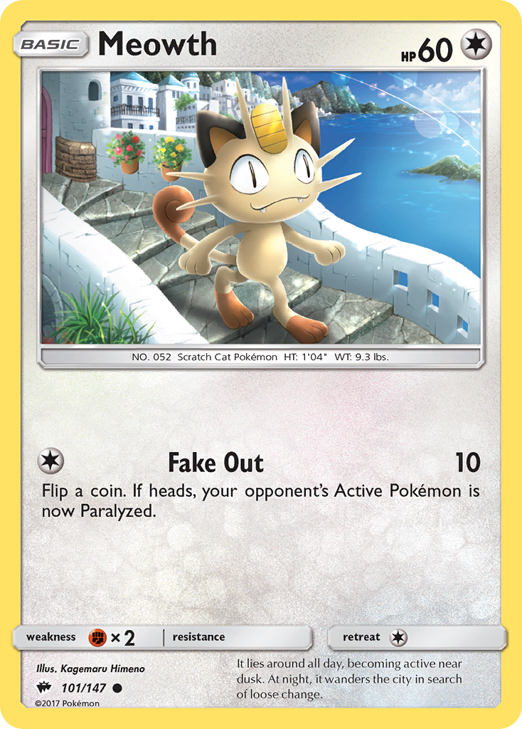 Meowth sm3-101 Common from Burning Shadows Set