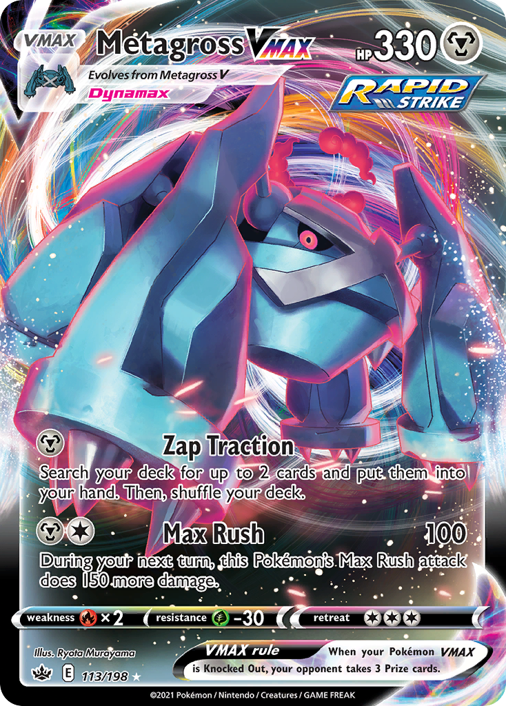 Metagross VMAX swsh6-113 Rare Holo VMAX from Chilling Reign Set