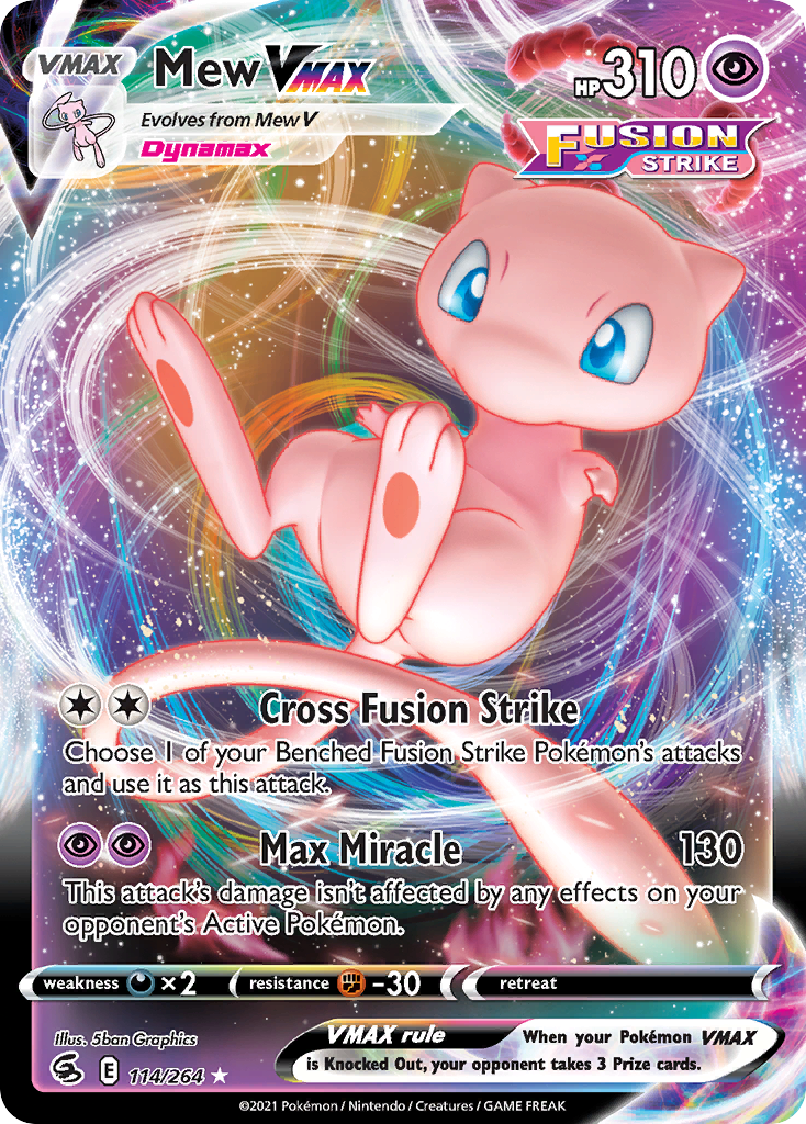 Mew VMAX swsh8-114 Rare Holo VMAX from Fusion Strike Set