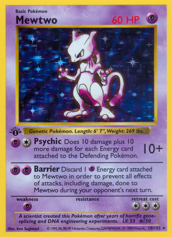 Mewtwo base1-10 Rare Holo from Base Set