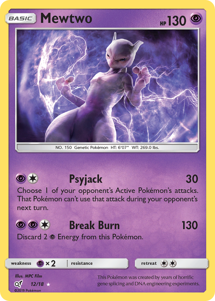 Mewtwo det1-12 Rare Ultra from Detective Pikachu Set
