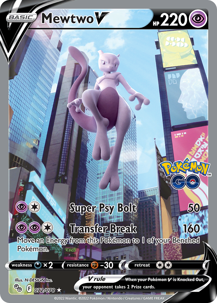 Mewtwo V pgo-72 Rare Ultra from Pokémon GO Set