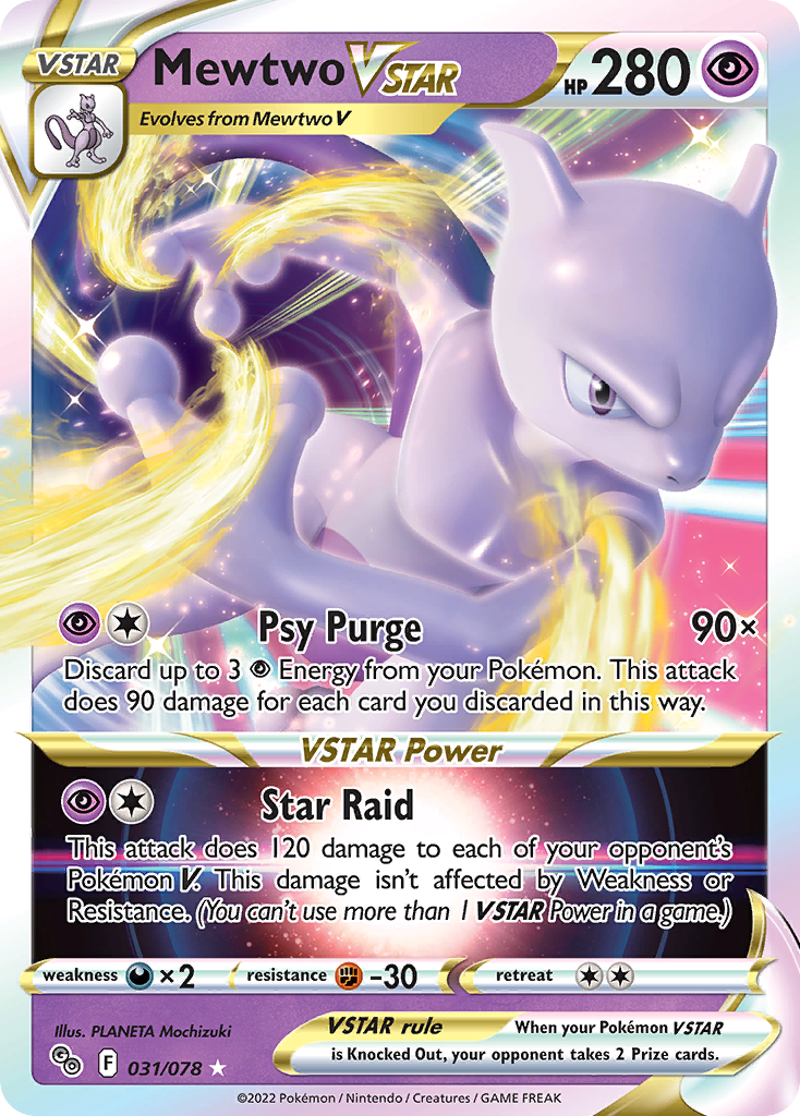 Mewtwo VSTAR pgo-31 Rare Holo VSTAR from Pokémon GO Set