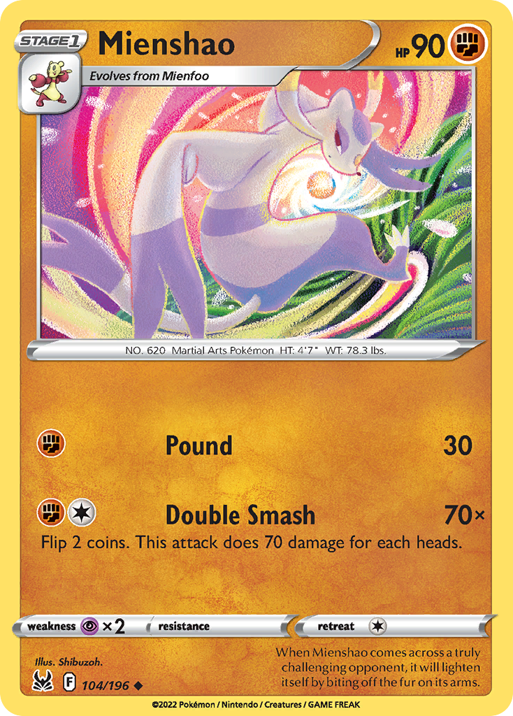 Mienshao swsh11-104 Uncommon from Lost Origin Set