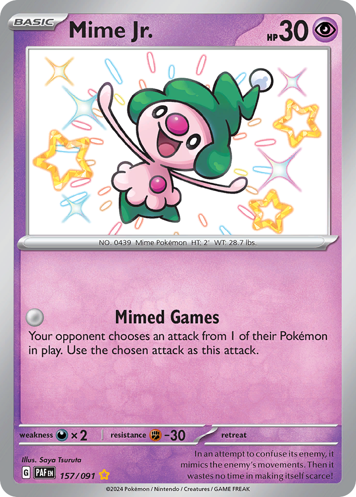 Mime Jr. sv4pt5-157 Shiny Rare from Paldean Fates Set