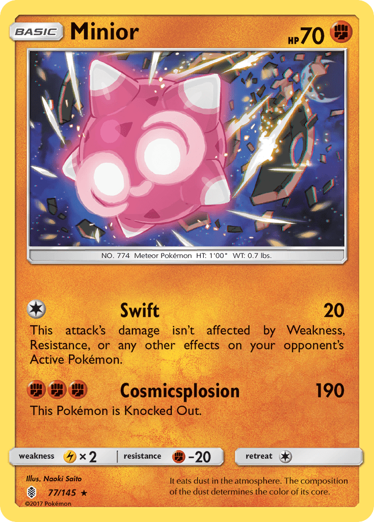 Minior sm2-77 Rare Holo from Guardians Rising Set