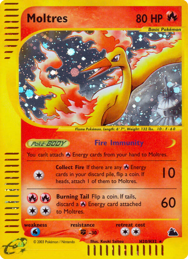 Moltres ecard3-H20 Rare Holo from Skyridge Set