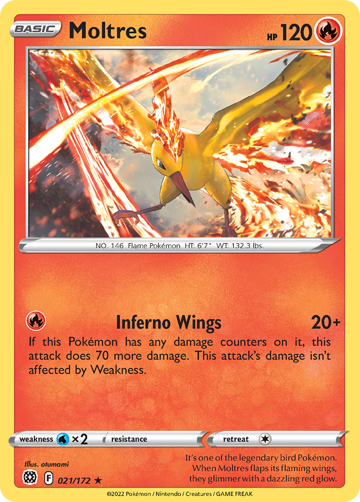 Moltres swsh9-21 Rare Holo from Brilliant Stars Set