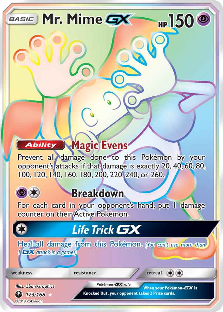 Mr. Mime-GX sm7-173 Rare Rainbow from Celestial Storm Set