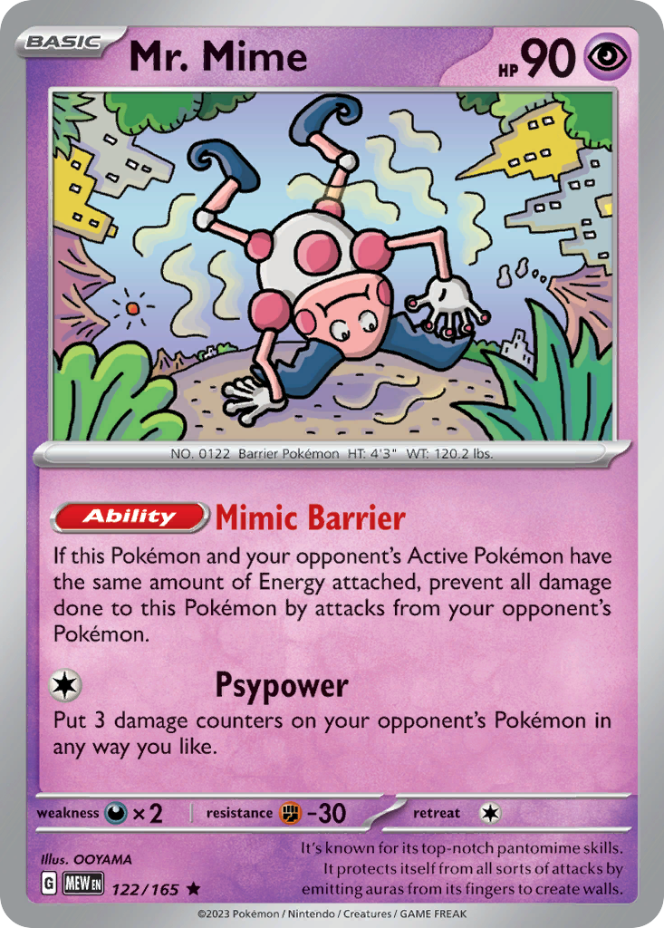 Mr. Mime sv3pt5-122 Rare from 151 Set