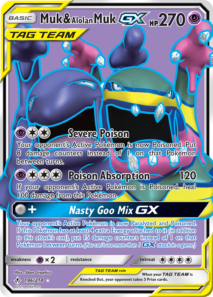 Muk & Alolan Muk-GX sm10-196 Rare Ultra from Unbroken Bonds Set
