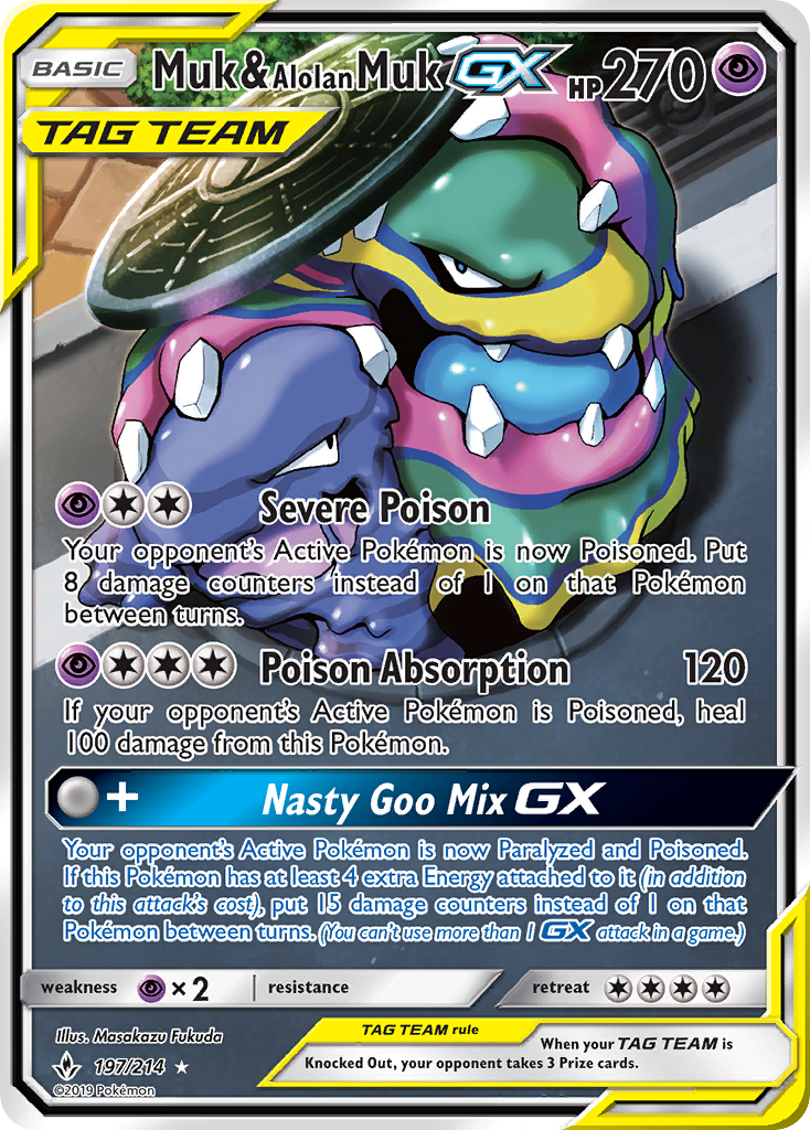Muk & Alolan Muk-GX sm10-197 Rare Ultra from Unbroken Bonds Set