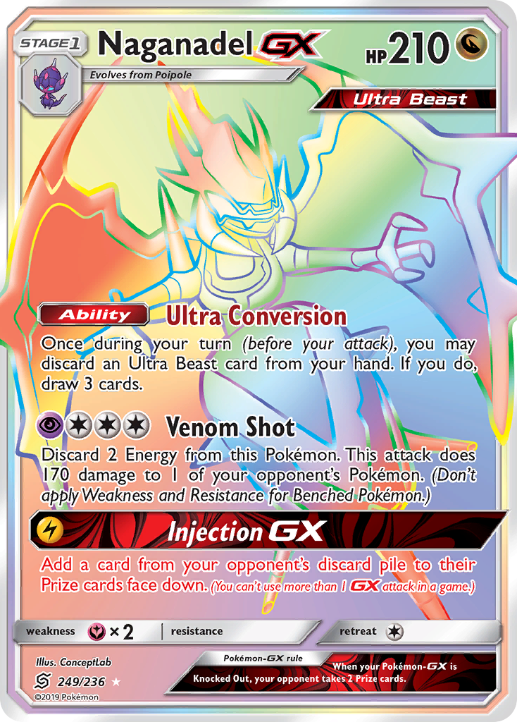 Naganadel-GX sm11-249 Rare Rainbow from Unified Minds Set