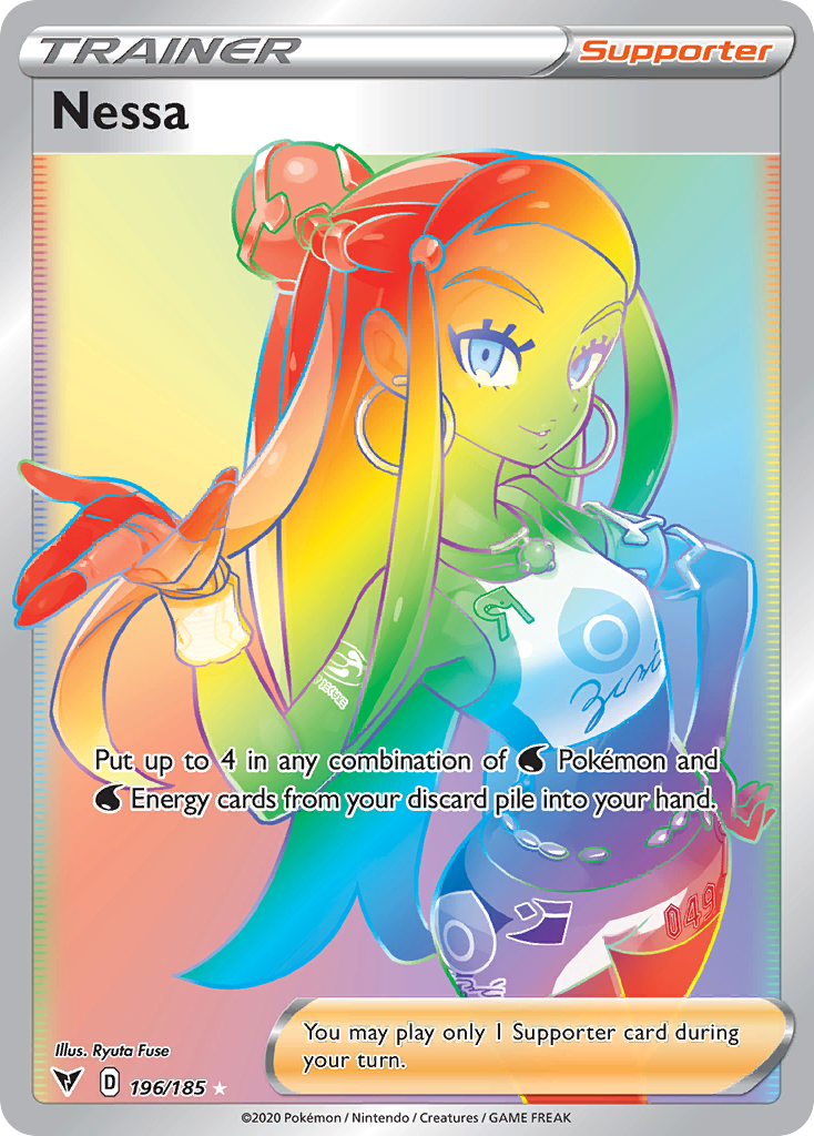 Nessa swsh4-196 Rare Rainbow from Vivid Voltage Set