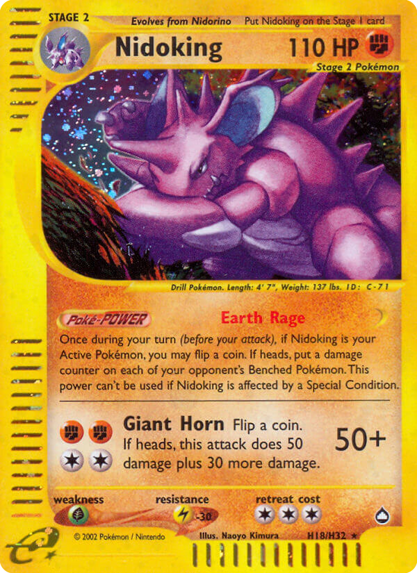 Nidoking ecard2-H18 Rare Holo from Aquapolis Set