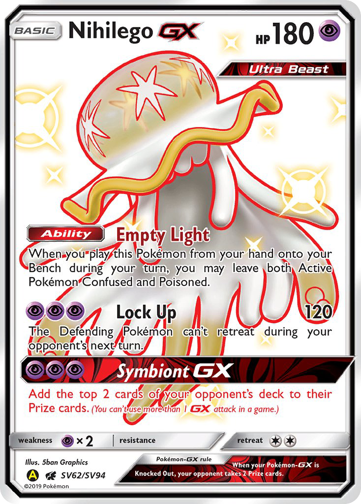 Nihilego-GX sma-SV62 Rare Shiny GX from Hidden Fates Shiny Vault Set
