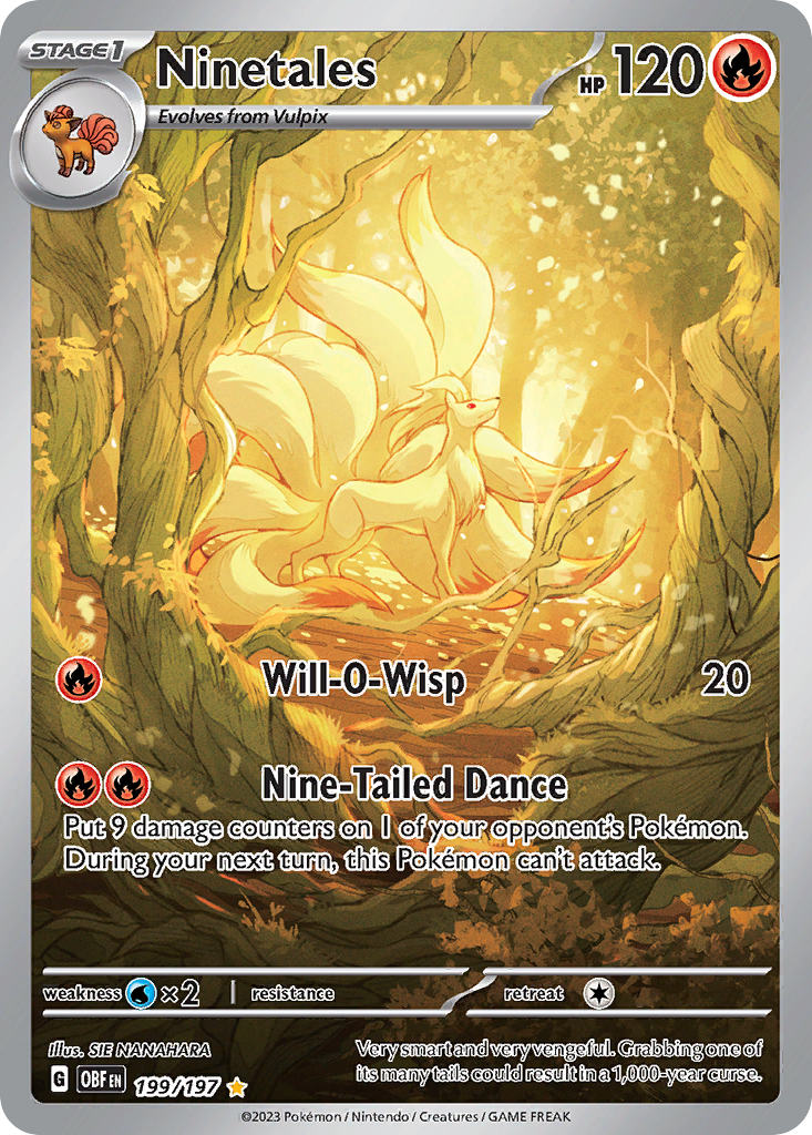 Ninetales sv3-199 Illustration Rare from Obsidian Flames Set