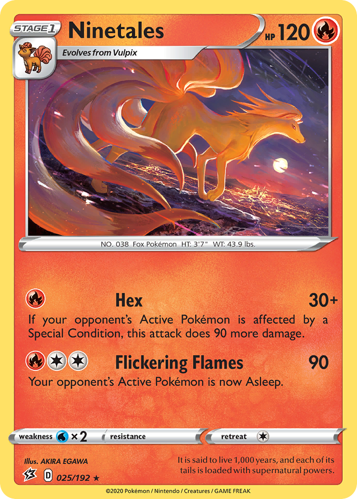 Ninetales swsh2-25 Rare from Rebel Clash Set
