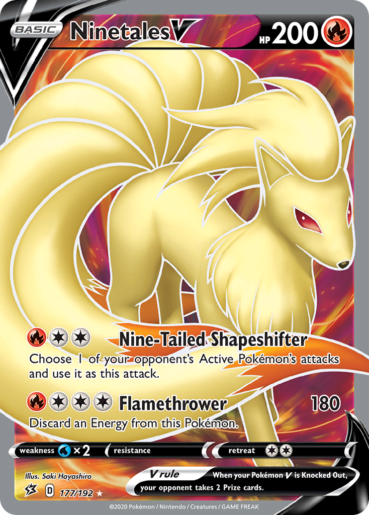 Ninetales V swsh2-177 Rare Ultra from Rebel Clash Set