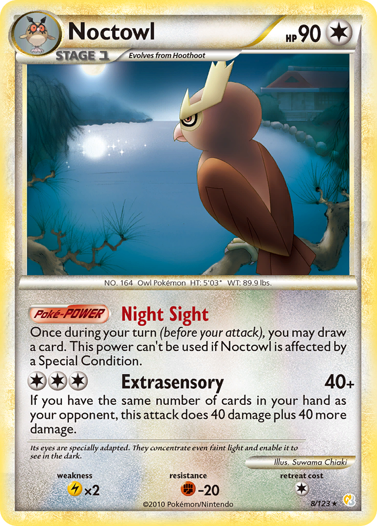Noctowl hgss1-8 Rare Holo from HeartGold & SoulSilver Set