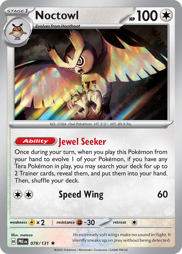 Noctowl sv8pt5-78 Rare from Prismatic Evolutions Set