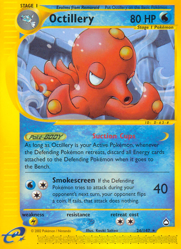 Octillery ecard2-26 Rare from Aquapolis Set