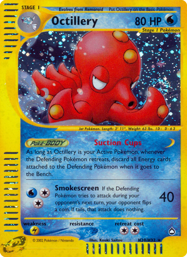 Octillery ecard2-H20 Rare Holo from Aquapolis Set