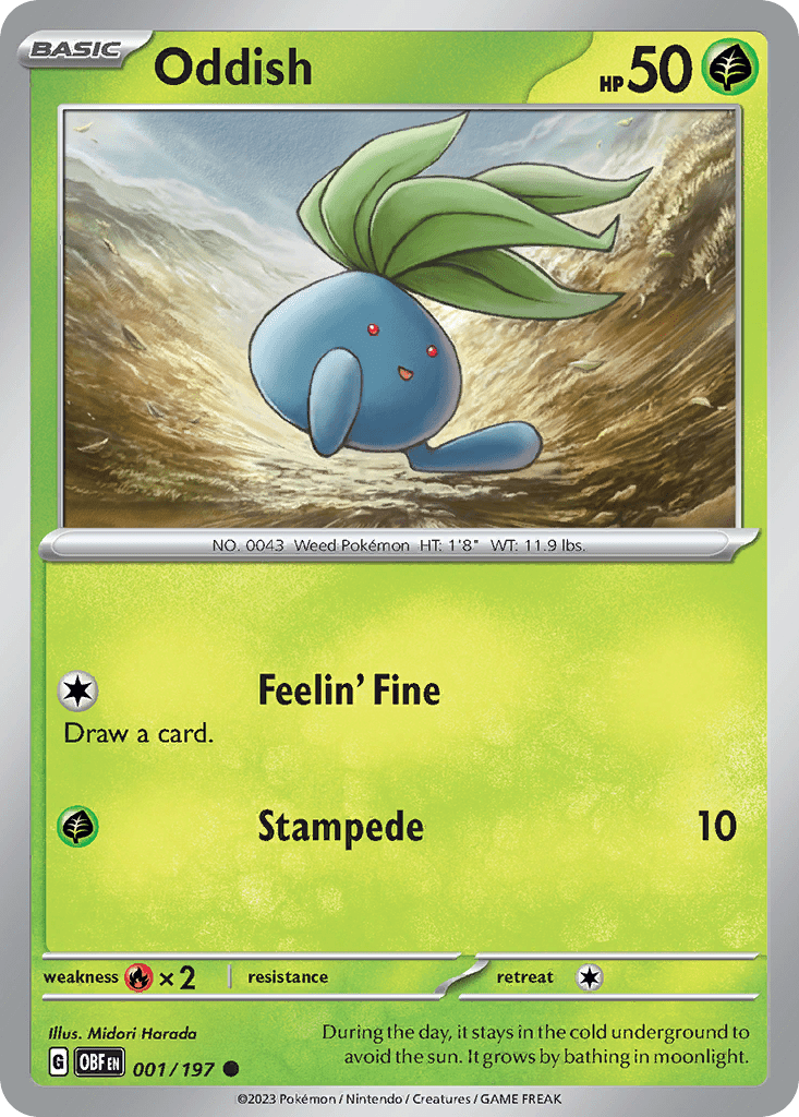 Oddish sv3-1 Common from Obsidian Flames Set