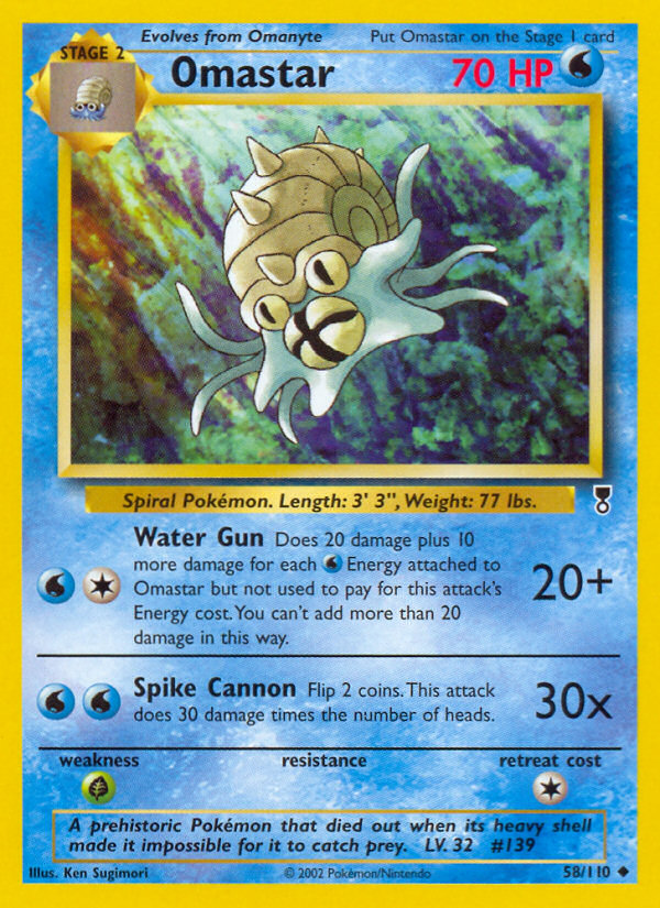 Omastar base6-58 Uncommon from Legendary Collection Set