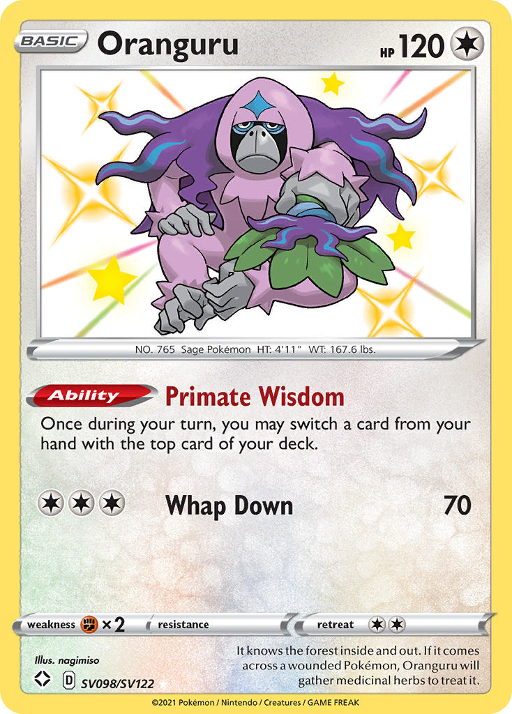 Oranguru swsh45sv-SV098 Rare Shiny from Shining Fates Shiny Vault Set