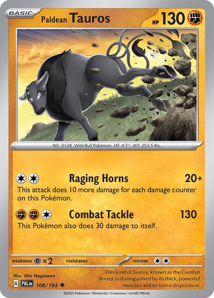 Paldean Tauros sv2-108 Uncommon from Paldea Evolved Set