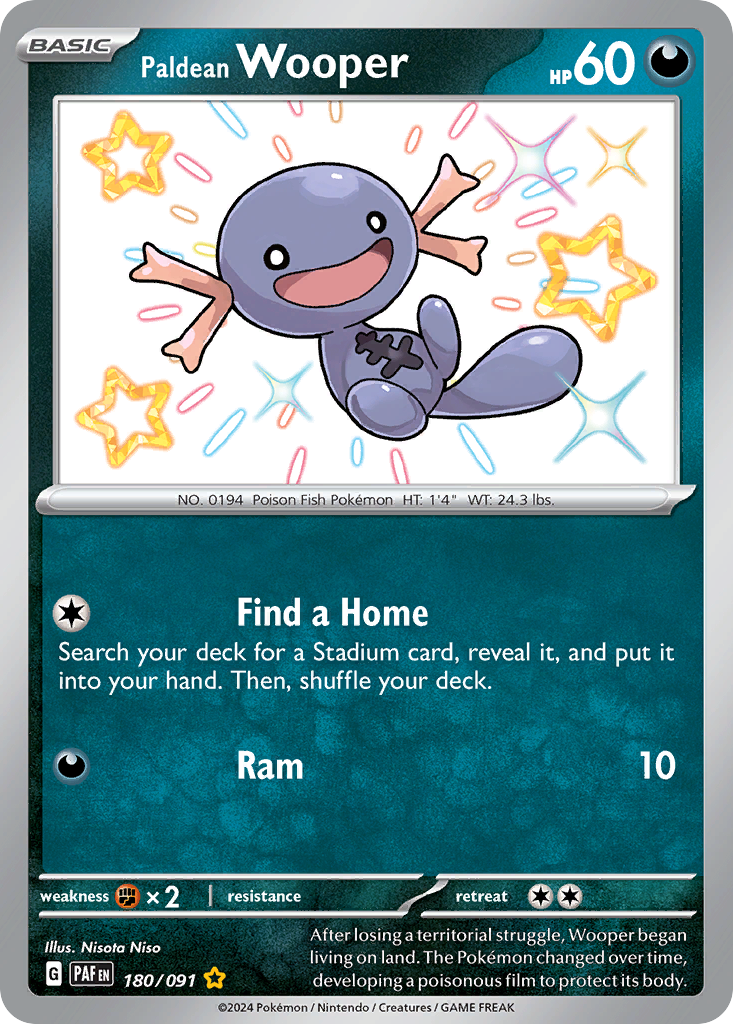 Paldean Wooper sv4pt5-180 Shiny Rare from Paldean Fates Set