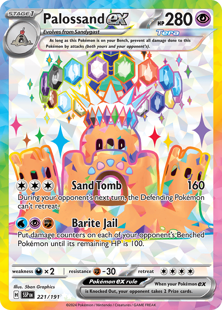 Palossand ex sv8-221 Ultra Rare from Surging Sparks Set