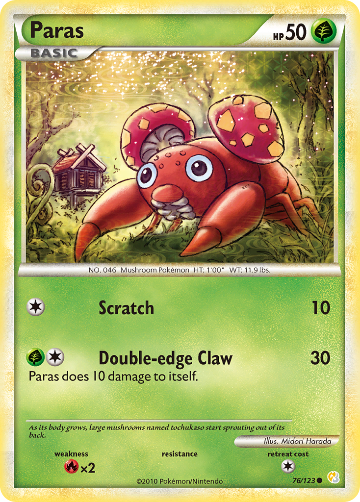 Paras hgss1-76 Common from HeartGold & SoulSilver Set