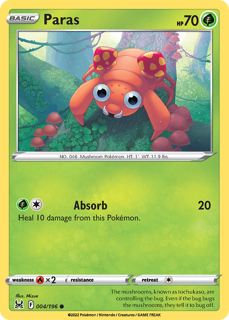 Paras swsh11-4 Common from Lost Origin Set