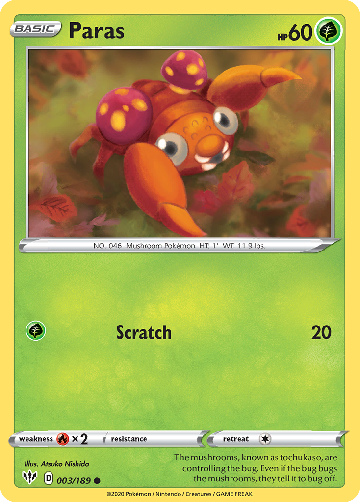 Paras swsh3-3 Common from Darkness Ablaze Set