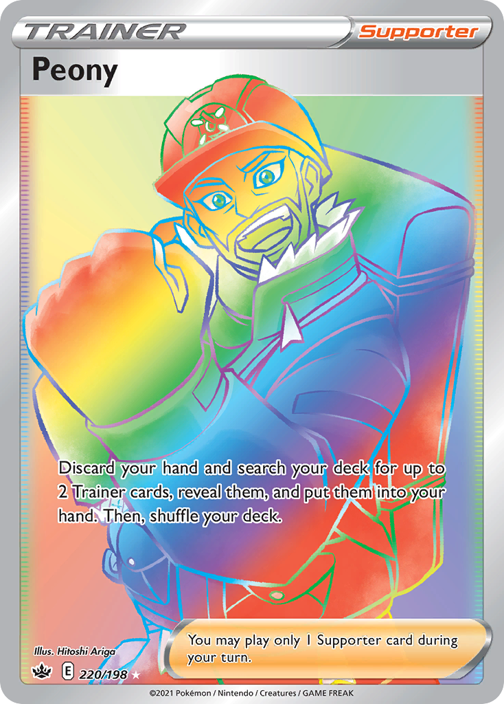 Peony swsh6-220 Rare Rainbow from Chilling Reign Set