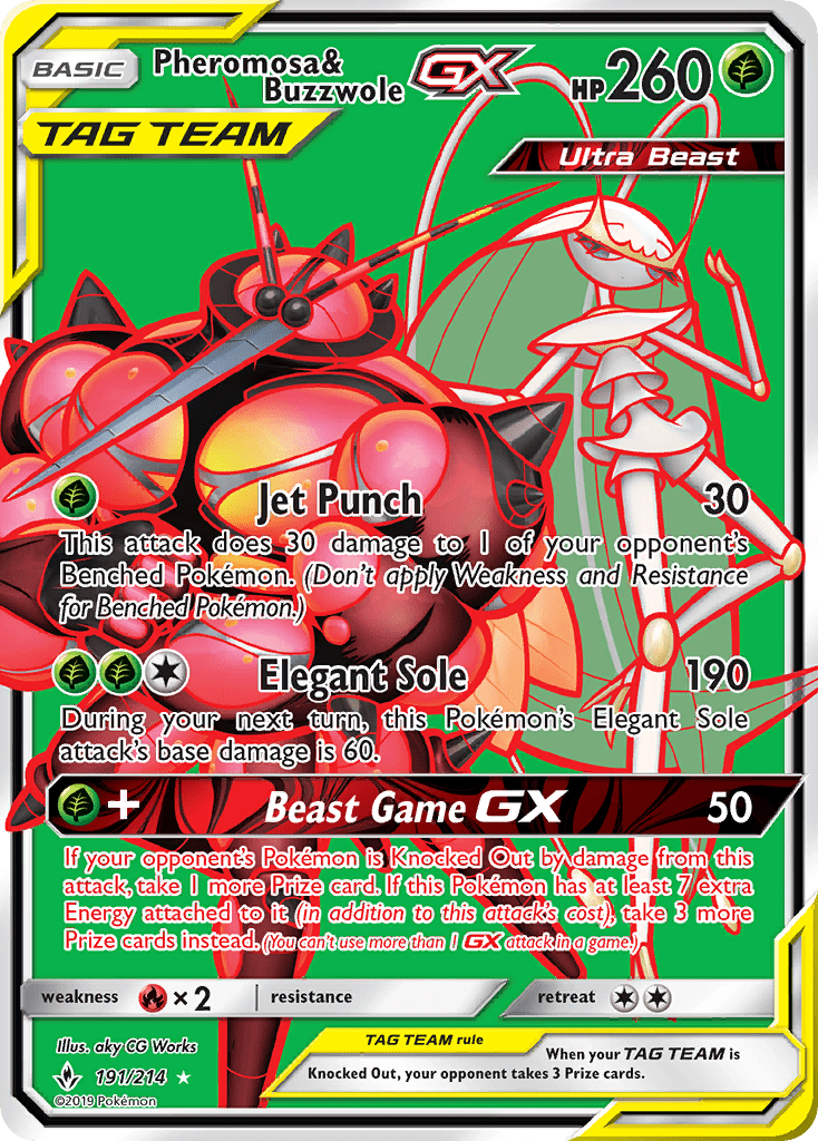 Pheromosa & Buzzwole-GX sm10-191 Rare Ultra from Unbroken Bonds Set