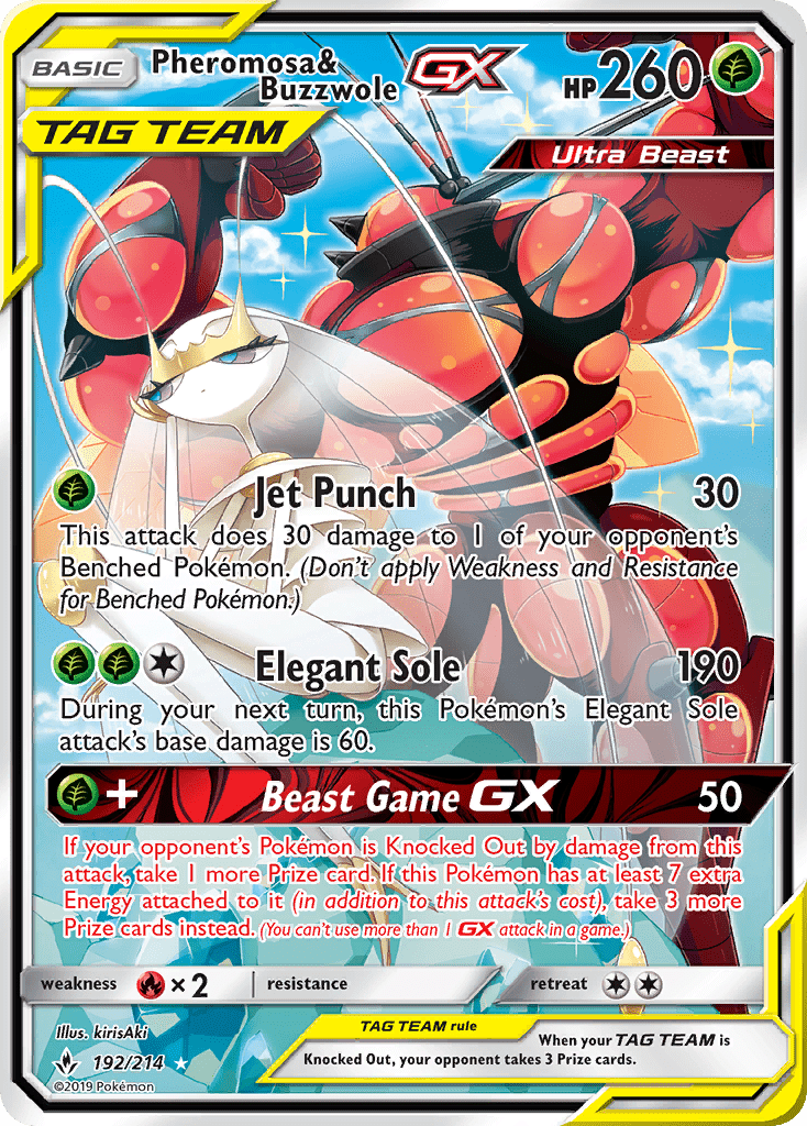 Pheromosa & Buzzwole-GX sm10-192 Rare Ultra from Unbroken Bonds Set