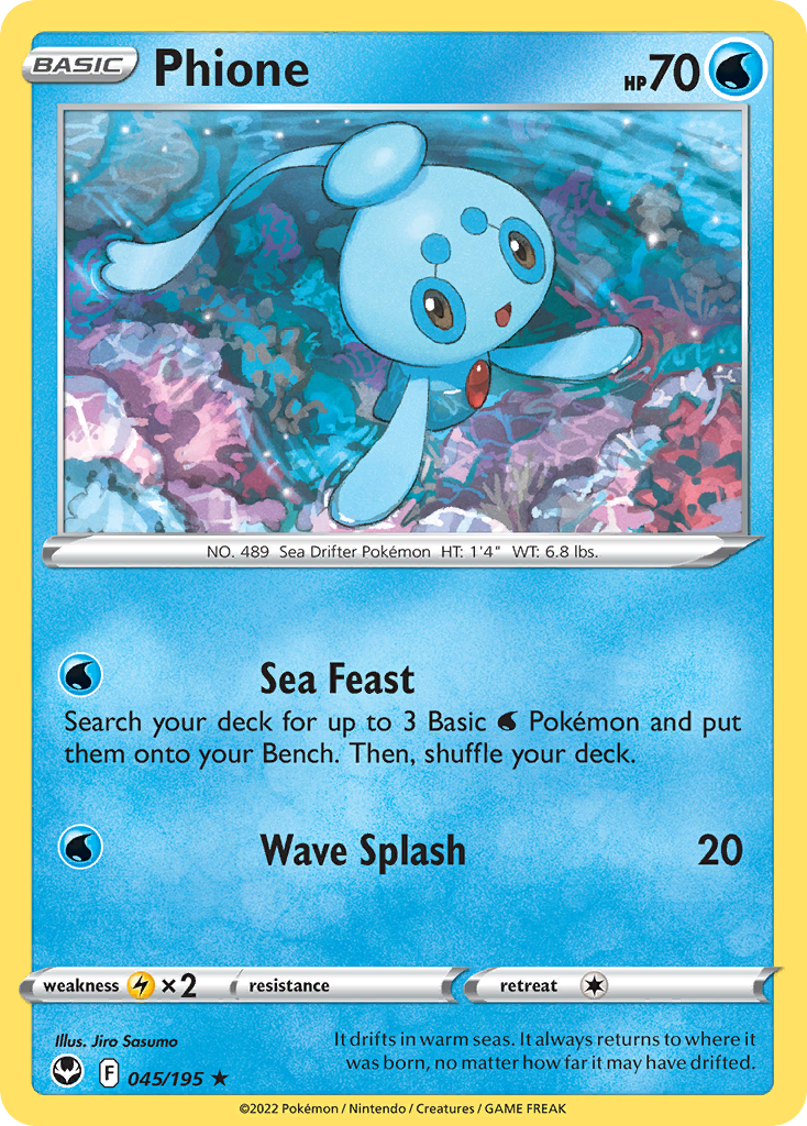 Phione swsh12-45 Rare from Silver Tempest Set