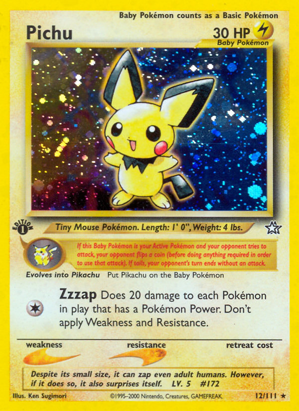 Pichu neo1-12 Rare Holo from Neo Genesis Set