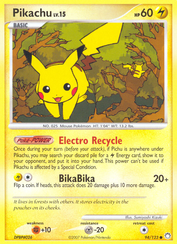 Pikachu dp2-94 Common from Mysterious Treasures Set