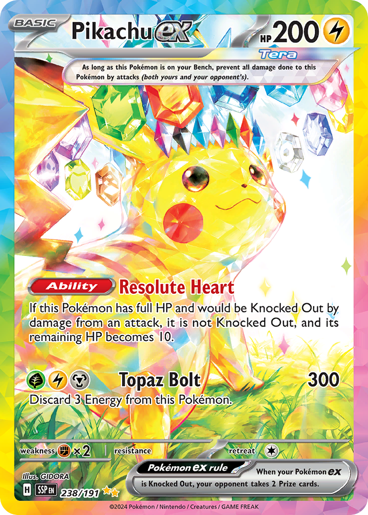 Pikachu ex sv8-238 Special Illustration Rare from Surging Sparks Set