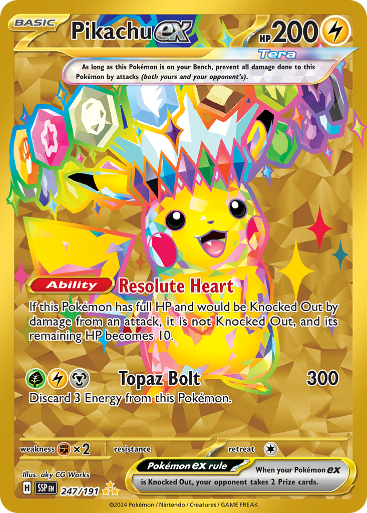 Pikachu ex sv8-247 Hyper Rare from Surging Sparks Set