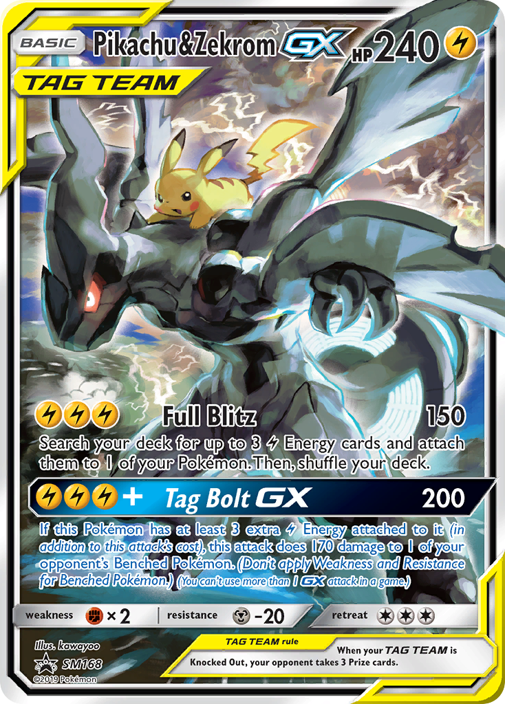 Pikachu & Zekrom-GX smp-SM168 Promo from SM Black Star Promos Set