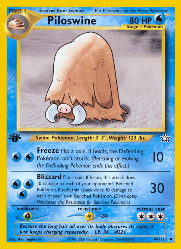 Piloswine neo1-44 Uncommon from Neo Genesis Set