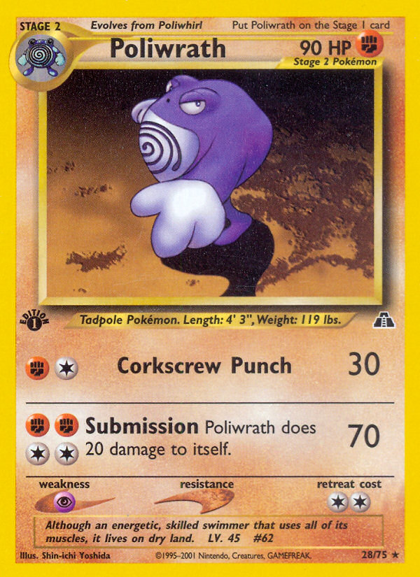 Poliwrath neo2-28 Rare from Neo Discovery Set